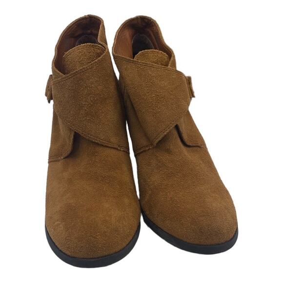 Lucky Brand Sumarah Ankle Booties Brown Suede 3" Wedge Heel Shoe Boot sz 10 - Picture 5 of 10